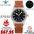 Militado D12 Retro Quartz Watch Men VD78 Movement Domed Sapphire Crystal Wristwatch 100m Waterproof Luminous 36mm Watches.