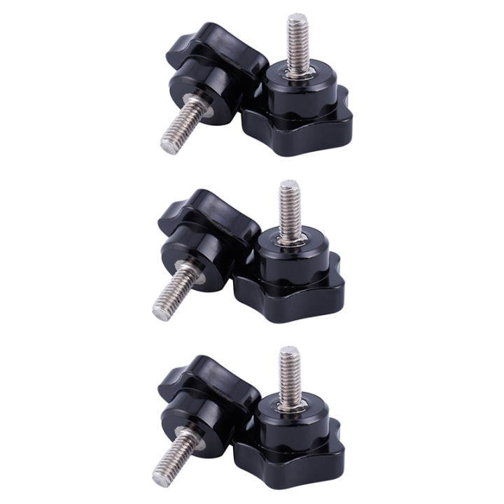 ZOROOM M6 x 15mm Male Thread Screw Star Head Locking Screw Handle Black 6 Pcs