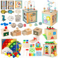 6in1 Wooden Activity Cube Montessori Toys for 12M+ Baby Carrots Harvest Game Bead Maze Preschool Learning Education Shape Sorter MuXiaRe. 