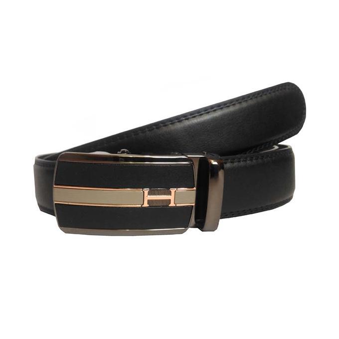 Black Leather Casual Belt For Men