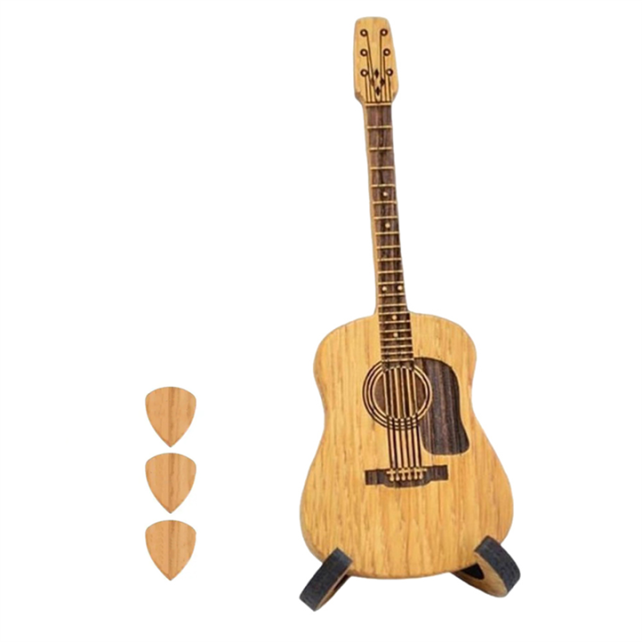Guitar Pick Box with Stand Portable Handcrafted Guitar Picks Storage Container Guitar Accessory