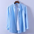 Schinteon Men Spring Summer Cotton Linen Shirt Slim Casual Long Sleeves Square Collar Comfortable Undershirt Male 3XL 4XL.