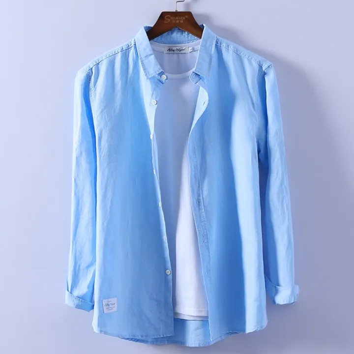 Schinteon%20Men%20Spring%20Summer%20Cotton%20Linen%20Shirt%20Slim%20Casual%20Long%20Sleeves%20Square%20Collar%20Comfortable%20Undershirt%20Male%203XL%204XL%20-%20Image%202