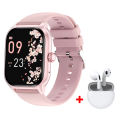 Pink LT10 Smart Watch Women Gift Bluetooth Call Touch Dial Music Fitness Assistant Sports Watches Smartwatch Girls Christmas.