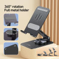 REMAX RM-C38 PRECISION ALLOY ROTARY PHONE HODLER METAL MOBILE STAND WITH 360 ROTATION / MULTI STABLE ANGLES / NON SLIP SILICONE. 
