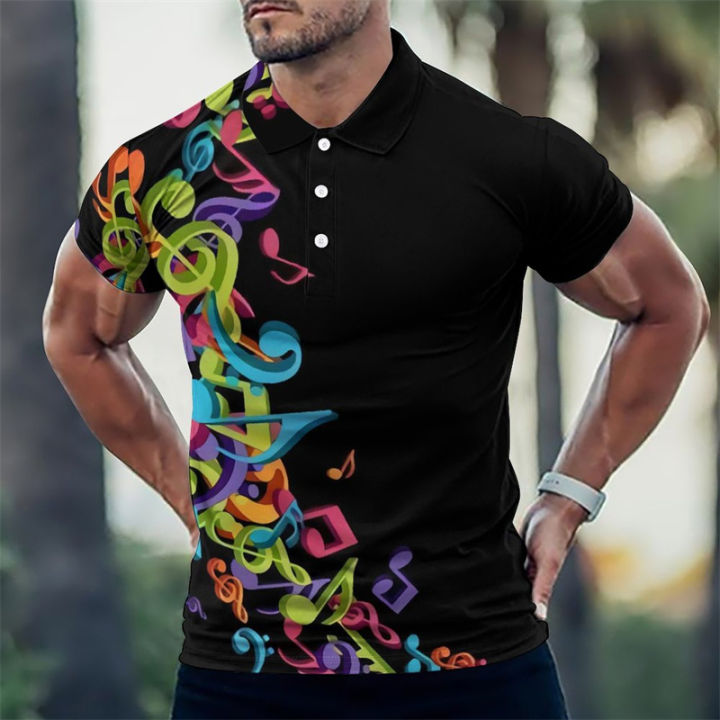 Men's Polo Shirt Golf Shirt Funny Pattern 3D Printed Musical Guitar Outdoor Casual Street Short Sleeve Sports Fashion Street Top