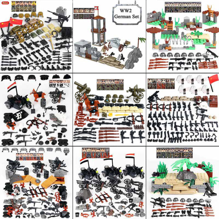 New WW2 Military Small Building Block Brick World War 2 Mini US Soviet Chinese Army Figures s Block Brick MOC Toy For Kids Superman