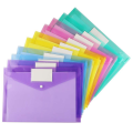 12Pcs Multi File Envelope PVC Snap Button File Bag 6 Colors Plastic with Business Card Holder File Bag. 