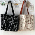 Trendy Top Handle Cute Panda Design White Color Tote Canvas Bag Shopping Bag / College / University Bag, Tote Bag, Canvas Bag with Zipper. 