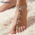 Beach Anklet Fine Workmanship Leaves Shape Ankle Bracelet with Toe Ring. 