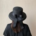 Summer Sun Hat Bow Straw Hat Visor Temperament Flat Panama Hats Women's Sea Beach Vacation Leisure Sunscreen Hat.