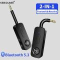 2-in-1 Bluetooth Receiver Transmitter Adapter 3.5mm AUX Wireless Bluetooth 5.3 Adapter Stereo for Earphones TV Car Audio. 