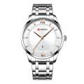 CURREN 8356 Silver Stainless Steel Analog Watch For Men - White & Silver. 