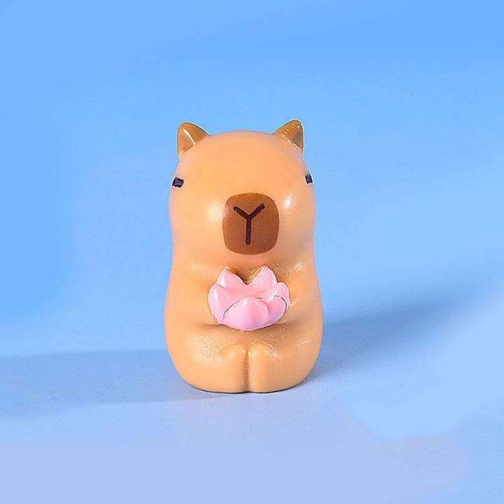 Cute Resin Miniature Capybara Figurines DIY Multicolor Cartoon Capybara Statue Bonsai Office Home Mini Animals Figurine Party Festival