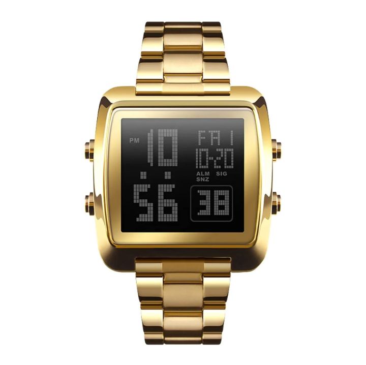 SKMEI SK1369S Golden Stainless Steel Digital Watch For Men - Golden