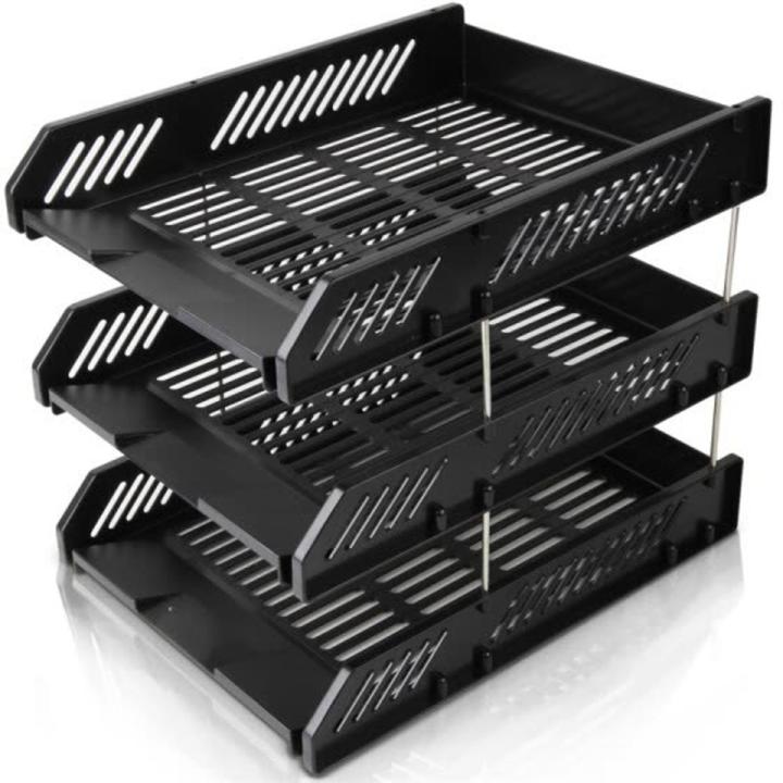 9217 Deli 3 Tier Office Filing Trays A4 Document Desk Riser Letter Paper Storage Organiser Magazine Rack Storage Deli 9217