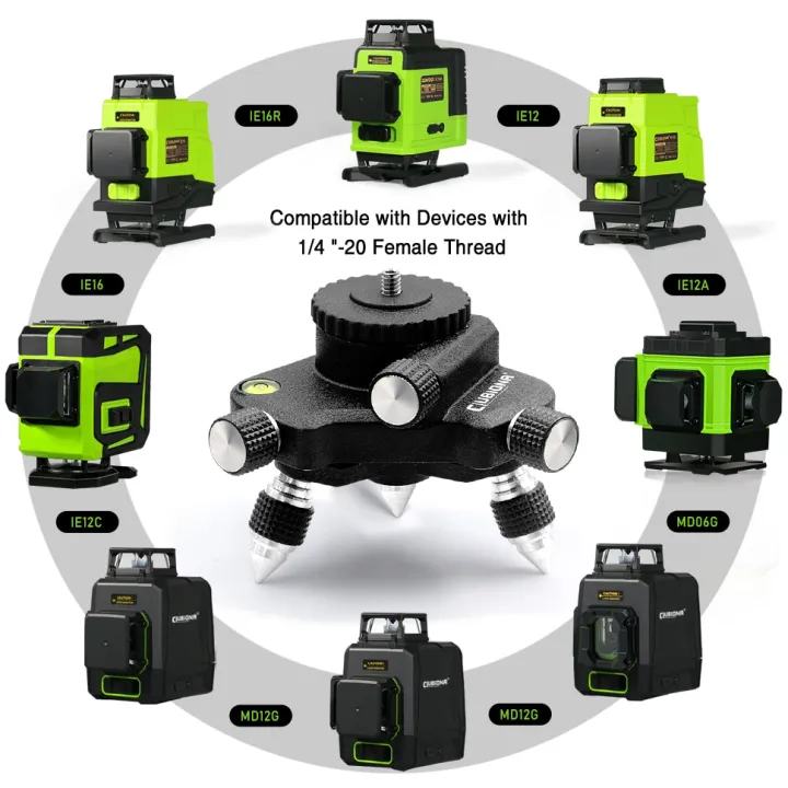 CLUBIONA%20Aluminum%20Alloy%20360%C2%B0%20Fine%20Tuning%20Holder%20Pivoting%20Base%20Tripod%20Adapter%20Bracket%20Stand%20for%201/4%20inch%20Threaded%20Laser%20Levels%20-%20Image%202