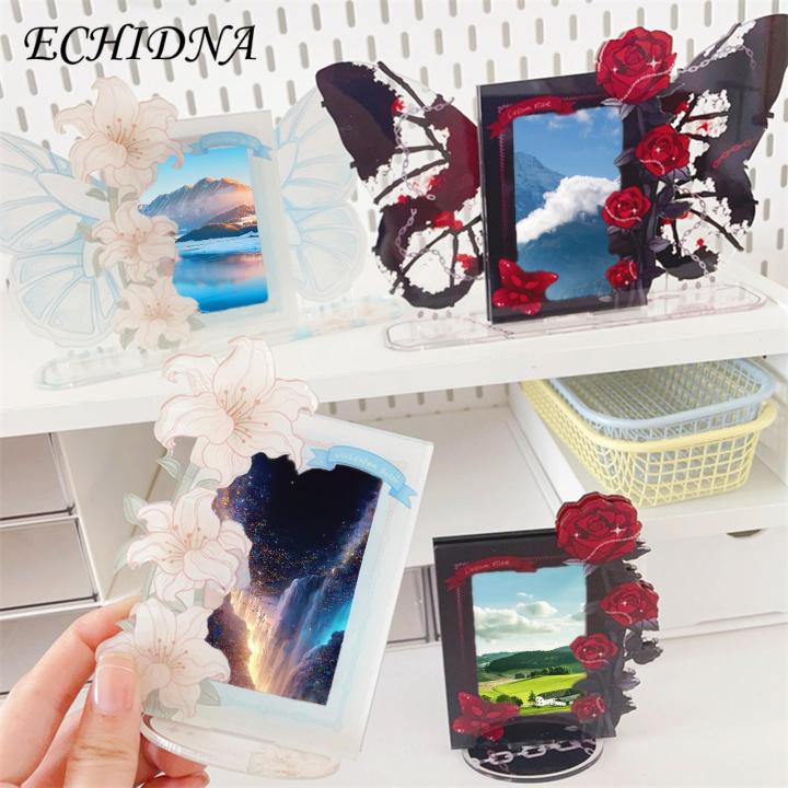 Heavy Duty Photocard Holder Kpop Photocard Holder Elegant Acrylic Flower Theme Stand for Mini Idol Photos Heavy Duty Table Decoration Southeast Asian Buyers' Favorite