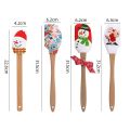 Cake Cream Silicone Spatula Christmas Themed Wooden Handle Pastry Batter Mixing Scraper Baking Decorating Tools Kitchen Utensils.