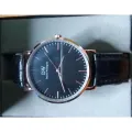 WD01 Leather Analog Watch For Men -Gold. 