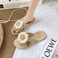 Sunflower sandals women's flat soles wear imitation straw travel holiday beach shoes summer new non-slip slippers women.