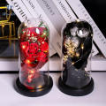 Plastics Everlasting Rose Unique Led Glass Dome Bouquet Romantic Illuminated Ornament for Birthday. 