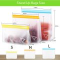 【Eco-friendly】 Reusable Food Storage Bag Containers Reusable Freezer Bag Leakproof Top Bags Kitchen Organizer Pouch for Meat Fruit Veggies. 