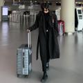 2023Spring New over-the-Knee Pu Handsome Trench Coat Men's Mid-Length Loose Overcoat Korean Style Trendy All-Matching and Handsome Coat. 