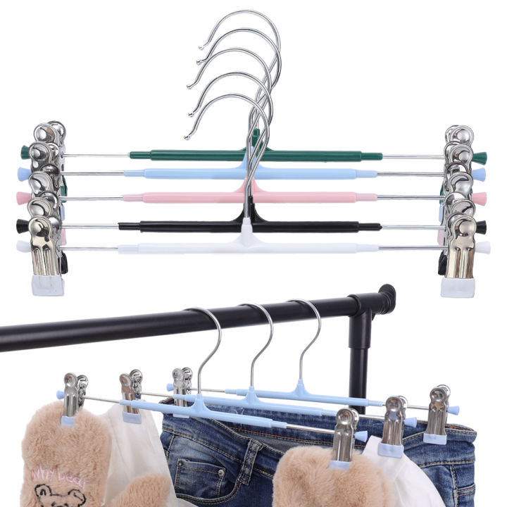 1/5pcs Plastic Dip Pants Rack With Clip Folding Hanger Space-saving Multi-function Household Accessories Storage Cloth Shelf