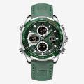 Naviforce 9197 Dual Time Military Wristband Watch for Men Silver Green.