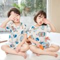 2 4 6 8 10 Years Kids Pjs Sets Summer Pajamas for Children Cotton Boys Sleepwear Baby Pyjamas Short Sleeves Girl Sets Nightwear. 
