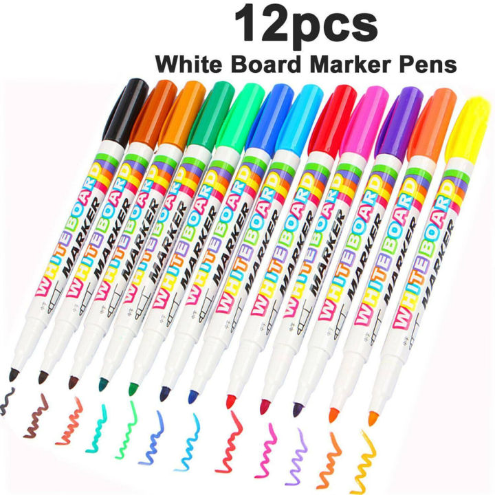 12pcs/box%20Bright%20Bullet%20Markers%20Dry%20Fine%20Pens%20Easy%20White%20Mixed%20Colour%20-%20Image%202