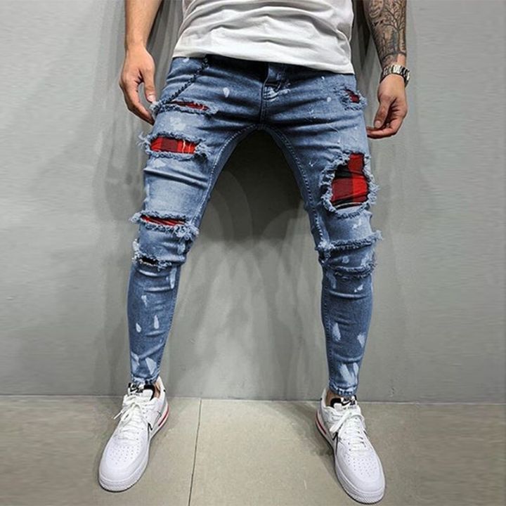 Men%20Jeans%20Knee%20Hole%20Ripped%20Stretch%20Skinny%20Denim%20Pants%20Beggar%20Patches%20Black%20Blue%20Spring%20Autumn%20Hip-Hop%20Style%20Slim%20Fit%20Trousers%20-%20Image%203