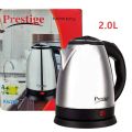Prestige 2L Stainless Steel Electric Kettle with Overheat Protection and Fast Boiling - Silver and Black.