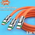 120W 3 In 1 Fast Charging Cable Micro USB/Type-c Multiple USB Port Mobile Phone Charging Cables For Xiaomi Samsung iPhone 14 13.