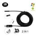 2 In 1 Android USB Endoscope Inspection Camera 6 LEDs OTG Waterproof Borescope With Snake Soft Wire For PC Laptops And Andriod Smartphone 5m. 