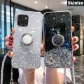 Phone Case for Samsung Galaxy A03 Glitter Starry Sky Bling Ring Lanyard Shiny Soft Cases for Samsung A03 Transparent Holder Stand Back Cover Stars Girls. 