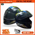 STM Premium Full Face Motorcycle Helmet with Graphic Design, Adjustable Strap, and Removable Visor - New. 
