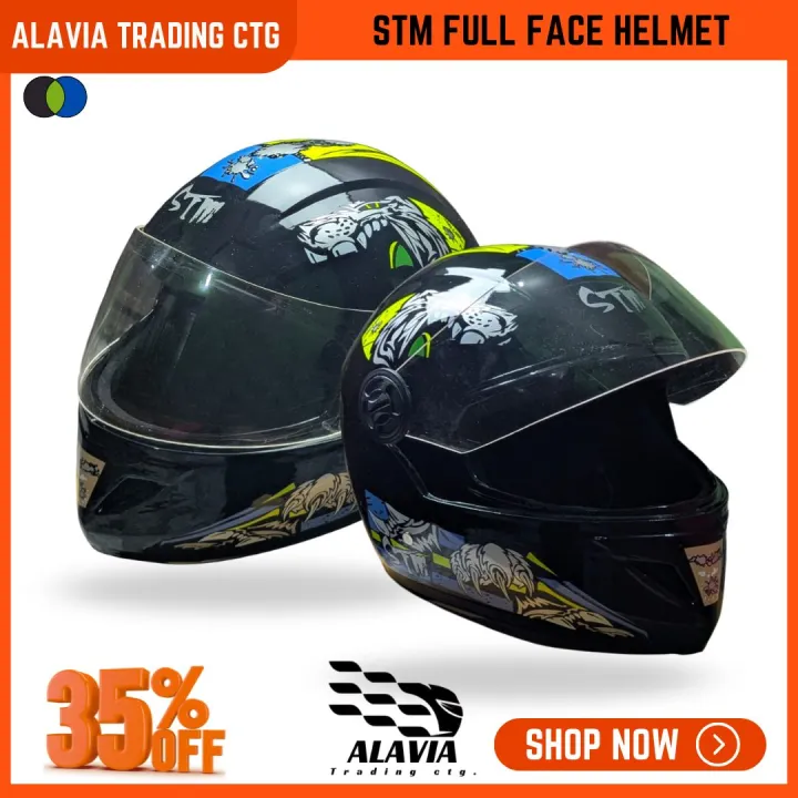 STM%20Premium%20Full%20Face%20Motorcycle%20Helmet%20with%20Graphic%20Design,%20Adjustable%20Strap,%20and%20Removable%20Visor%20-%20New%20-%20Image%202