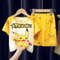 Pokemon Pikachu Summer Short Sleeve Shorts Cartoon Toddler Girls Pajamas Set Anime Figure Children Clothing Boys Fashion Clothes. 