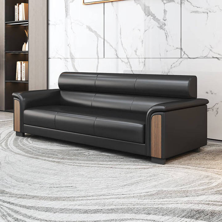 Waiting Room Pu Leather Office Reception Sofa Reception Office Furniture Modern Executive Office Sofa, 3 Seater Sofa for Home & Office Use Comfortable Seating Sofa with High-Density Foam