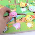 Wooden Montessori Kids Early Learning Slide Labyrinth Puzzle 12 Symbolic  Body Matching Preschool Maze Educational Toys. 