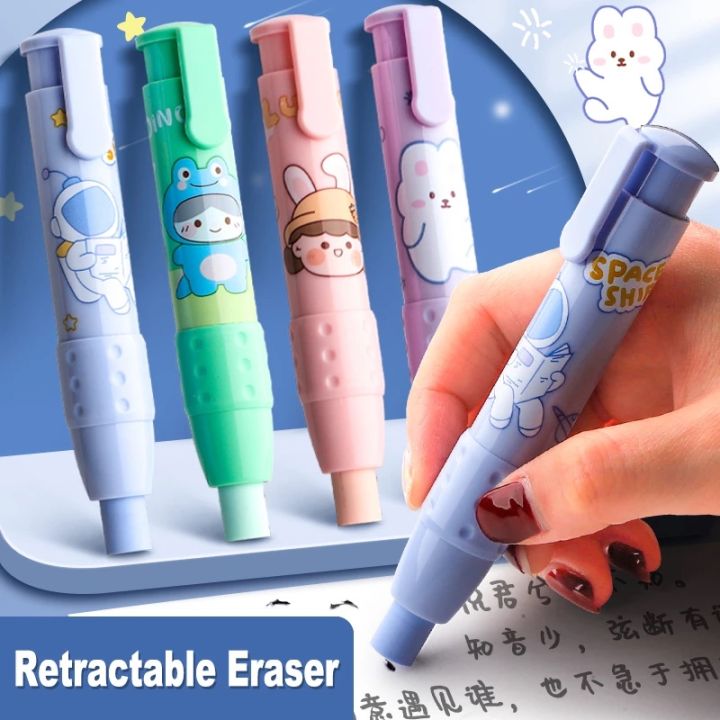 1 Set Cute Soft Retractable Press Erasers Pencil Rubber for Kids Eraser Pen School Stationery Supplies