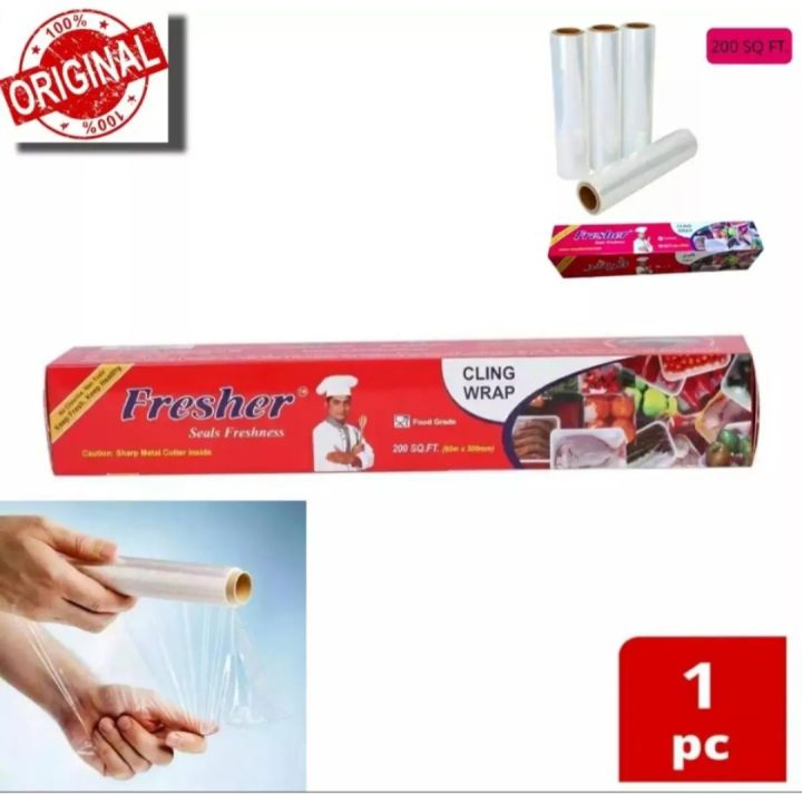 Fresher Plastic Stretch Wrapping paper (200 SQ.FT) for keeping Food fresh Food grade-1 Roll