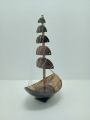 Handcrafted Coconut Shell made three Sailing Boat Showpiece beautiful looking. 