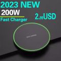 200W Wireless Charger Pad For iPhone 14 13 12 11 Pro XS Max Induction Fast Wireless Charging Station For Samsung Xiaomi Huawei. 