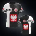 Poland Fire Graphic Customized Football Tees Summer Outdoor Streetwear Men's Fashion Jersey Loose Oversized Sportswear T-shirts. 