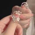 Silver Color Flower Adjustable Ring for Women. 