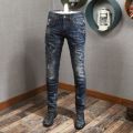 Newly Designer Fashion Men Jeans Retro Blue Elastic Slim Fit Ripped Jeans Men Italian Style Vintage Casual Denim Pants Hombre. 
