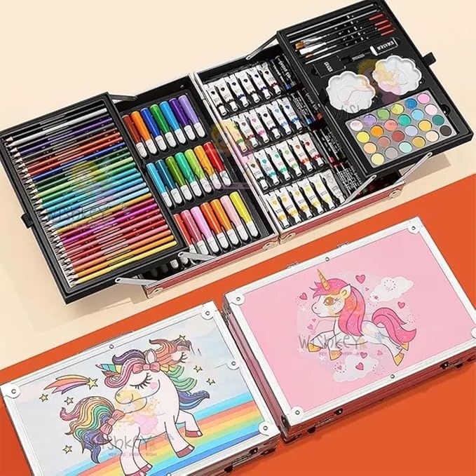 100%25%20ORGINAL145%20Colourbox%20Set%20-Unicorn%20Color%20Box%20with%20Multiple%20Coloring%20Kit,%20Professional%20Drawing%20Color%20Pencils,%20,%20Water%20Colors%20and%20Acrylict%20Craft%20-%20Multicolor%20(BIG%20COLOR%20SET)%20Unicorn%20Design%20145%20pcs%20Art%20set%20Aluminum%20Case%20Painting%20Pen%20Stationery%20Set%20-%20Image%208